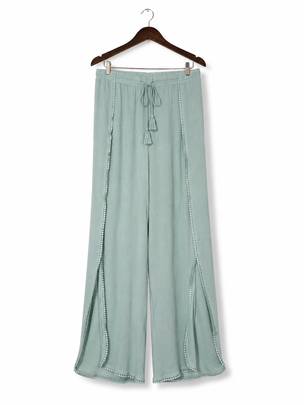 Chelsea28 Seafoam Green Split Leg Wide Leg Pants Boho Resort Beach CoverUp Large